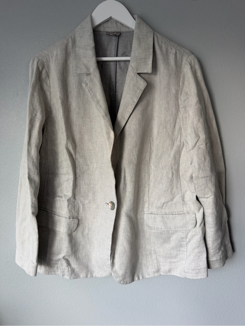 J Jill silver linen blend one button long sleeve blazer Women’s sz 1X